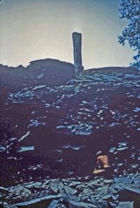 Harvey Fite working at the base of Opus 40